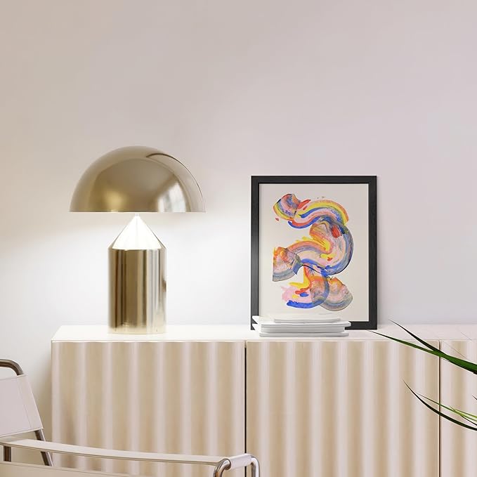 HAUS AND HUES Colorful Abstract Wall Art - Minimalist Retro Picture for Living Room Decor, Red and Pink Modern Wall Art Painting (Abstract Watercolor Swirls, Black Frame, 8x10)