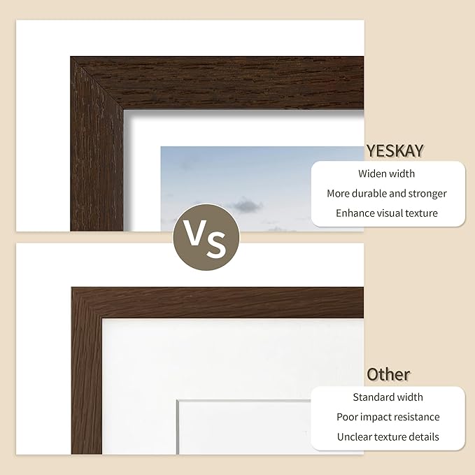 12x16 Picture Frame - 12 x 16 Photo Frame Made of Solid Oak Wood and Real Glass,Display Picture 4 Opening 5x7 with Mat or 12x16 Without Mat for Wall & Tabletop(Color Walnut)