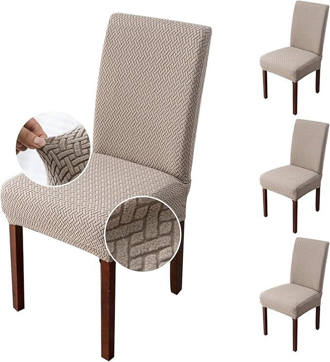 Genina Chair Covers for Dining Room Set of 4 Dining Chair Cover Stretch Kitchen Parsons Chair Covers,Khaki