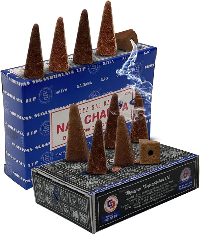 Nag Champa Super Hit Backflow Incense Cones for Waterfall Aromatic Smoke Fountain Haze Falls and Mat Bundle - Pack of 3+3