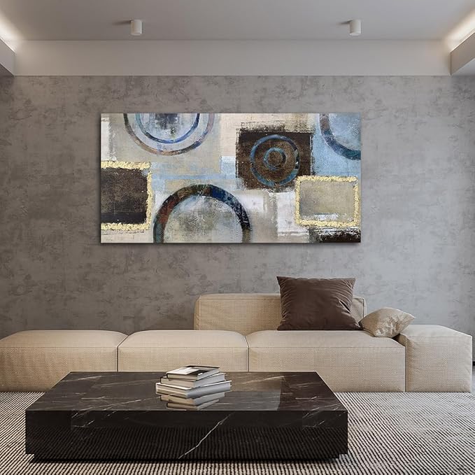 Acocifi Abstract Wall Art Beige Neutral Modern Artwork for Walls, Canvas Wall Art for Living Room Geometric Picture, Textured Painting, Hallway Bedroom Office Home Decor Large 40"x20"