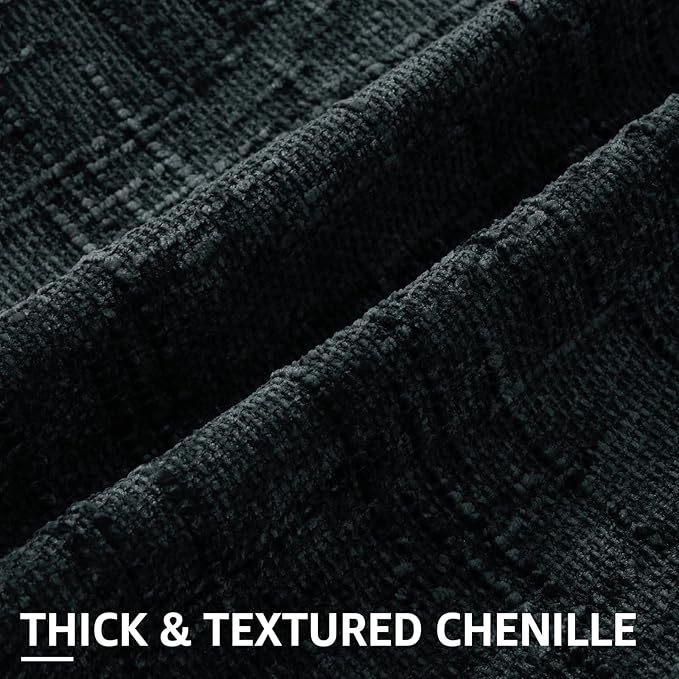 decorUhome Black Chenille Throw Pillow Covers 26x26 Set of 2 Thick Textured Slubby Couch Pillow Covers Farmhouse Accent Modern Neutral Decorative Pillow Cases for Bed Sofa Living Room