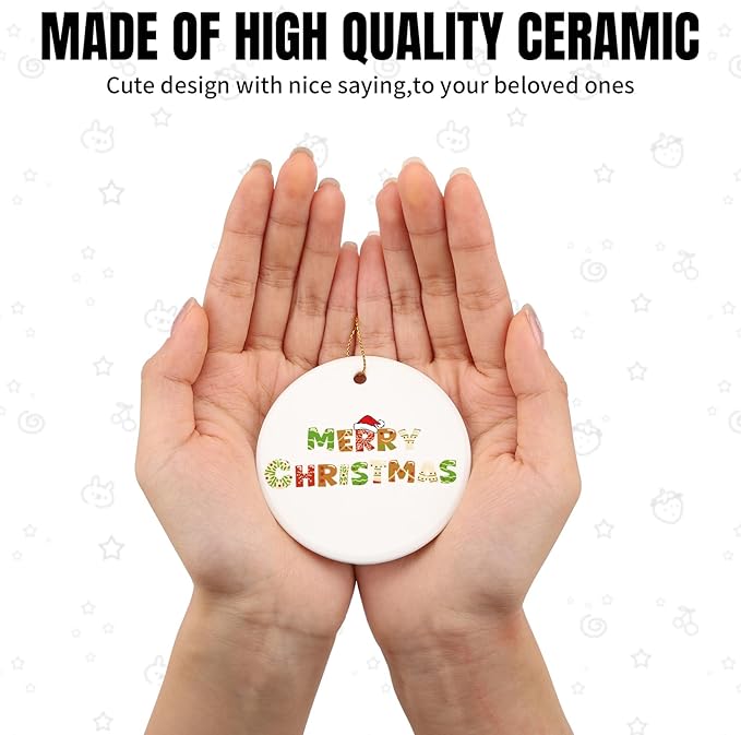 PRSTENLY Christmas Ornaments 2025, Round-Shaped Cookies Ceramic Ornaments Xmas Gifts for Christmas Tree Hanging Party Home Office Decor, Funny for Daughter Son Kids Girls Boys