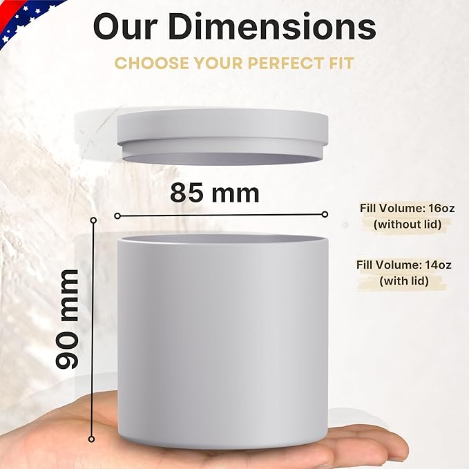 True Candle Tins for Making Candles - 12 Pack of 16 oz White Candle Containers Bulk - Empty tins with lids for Candles - Premium Glass Jars, Vessels | Painted Outside Inside | Matte White (Tall)