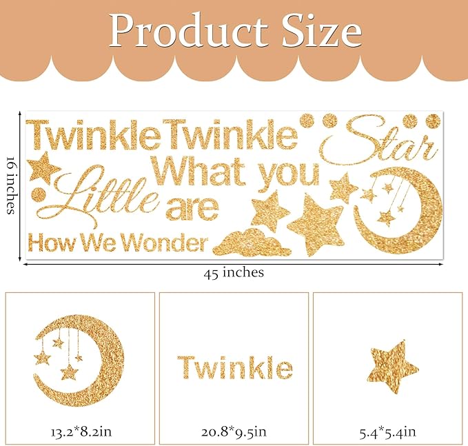 Baby Shower Decorations Star Sign, Welcome Baby Sign Wall Decals Stickers, Twinkle Twinkle Little Star Gender Reveal Party Decor for Arch Backdrop, Gender Reveal Pregnancy Party Supplies