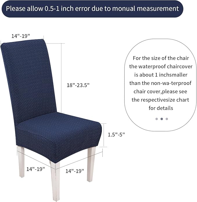 Parsons Dining Chair Cover, Detachable,Retractable,Sofa Chair Cover (6, Navy Blue)