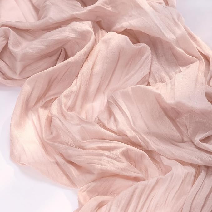 MLMC 12 Pack Dusty Pink Cheesecloth Valentines Table Runner 10ft Rustic Gauze Cheese Cloth Table Runner Bulk 35x120 Inches for Romantic Wedding Bridal Baby Shower Anniversary Party Decor