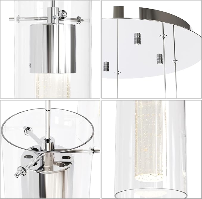 Alice 5-Light Chandelier Pendant Ceiling Light, Integrated Led and Bubble Glass, for Kitchen Island, Hallway, Entryway, Passway, Dining Room, Bedroom, Balcony Living Room