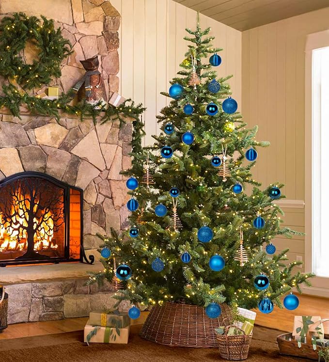12PCS 3.15" Christmas Ball Ornaments Shatterproof Blue Christmas Tree Decorations Xmas Tree Balls Halloween Ornaments Décor