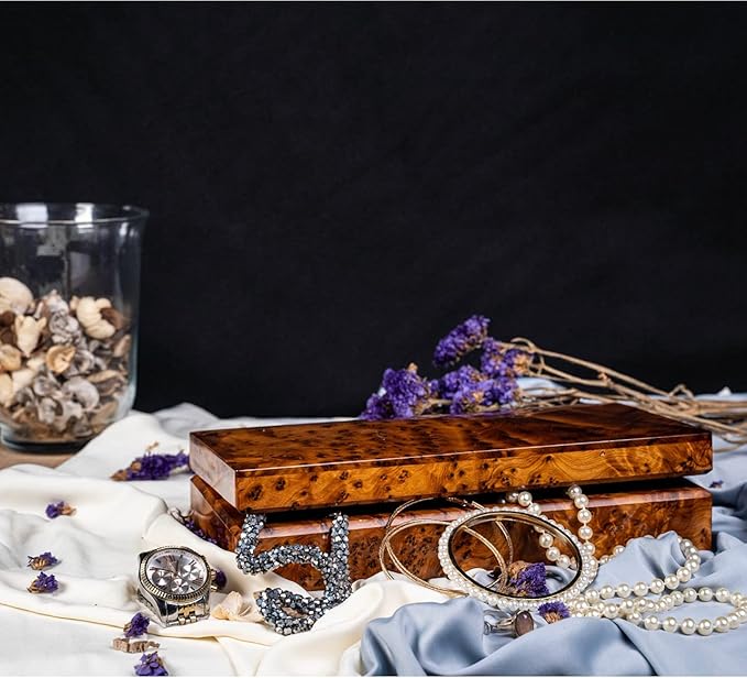 Hand Carved Wooden Multipurpose Keepsake Jewelry Decorative Art Box Storage Organizer (Large wood Box,Antique) (X-Large)