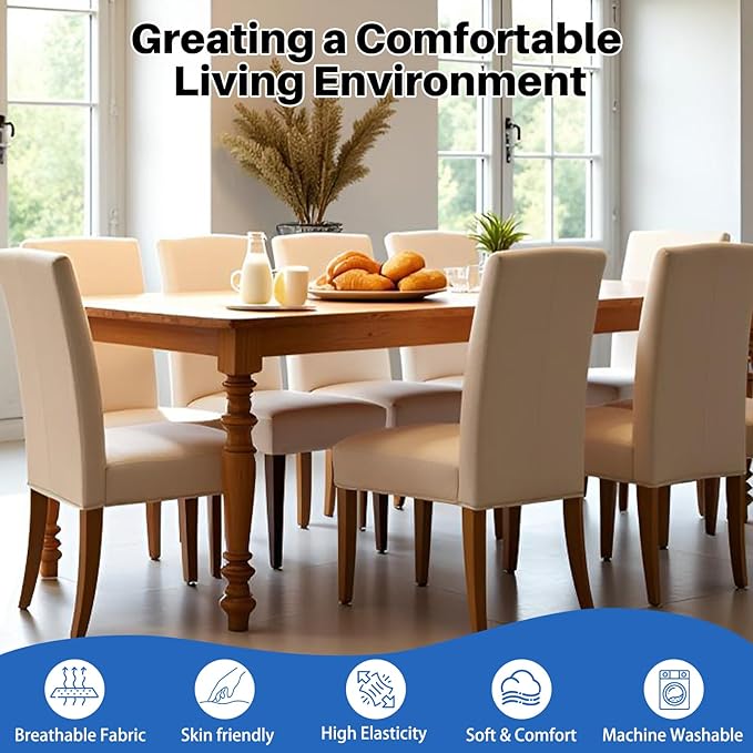 Dioxide High Stretch Chair Covers for Dining Chairs, Removable Washable Dining Chair Covers Set of 8, Soft Seat Covers Chairs Protectors for Home Kitchen Party Hotel Restaurant Banquet