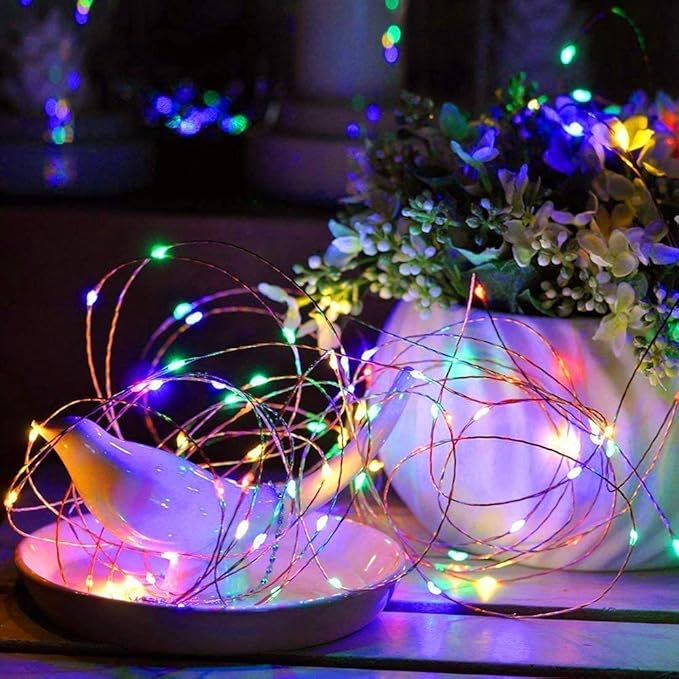 Sanniu Led Fairy Lights Battery Operated, 8 Packs Mini Battery Powered Copper Wire Starry String Lights for Christmas,Bedroom,Wedding,Parties,Patio,Indoor,Home Decoration (5m/16ft Multicolor)