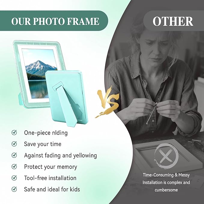 5x7 Picture Frame, Clear Acrylic Photo Frame with White Mat for 4x6 Photos, One-Piece Shatterproof Tool-Free Design, UV-Resistant Waterproof Tabletop Frame for Home Office Decor with 10-Year Warranty