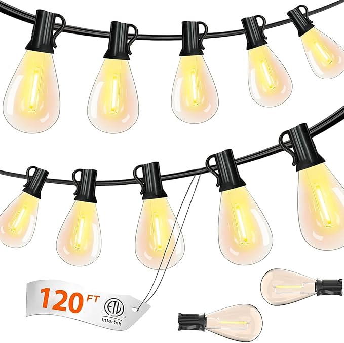 smareal LED Outdoor String Lights 120FT with 30+2 Shatterproof Bulb Design,Waterproof Commercial,Patio Lights for Garden,Porch,Deck Decor,Backyard,Balcony