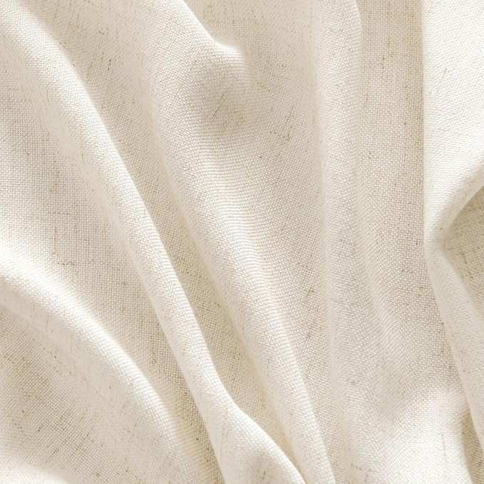 MIULEE Non-See-Through Privacy Linen Curtains 2 Panels, Light Filtering Window Curtains Farmhouse Textured Back Tab Semi Sheer Drapes for Bedroom Living Room, 52 x 84 Inches Long, Cream Ivory