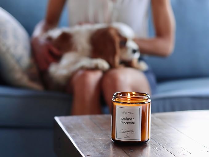 All-Natural Eucalyptus, Peppermint Aromatherapy Essential Oil Candle, Safe for People and Pets, Made with Pure Sustainable Organic Vegan Coconut Wax, Allergy Friendly, Non Toxic, Zero Waste