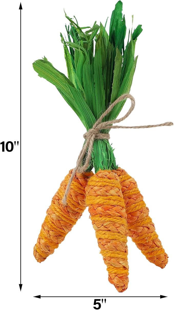 DR.DUDU Easter Decorations 12 Pcs Carrot Ornament, Sisal Jute Fabric Artificial Decor for Spring Crafts, Fireplace, Home, Kitchen Party Supplies