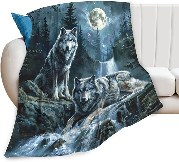 Tijuboni Wolf Throw Blanket Wolf Gifts for Girls Boys Women Men Kids Adults Soft Flannel Fleece Blanket for Couch Sofa Bed Home Decor 50"x60"
