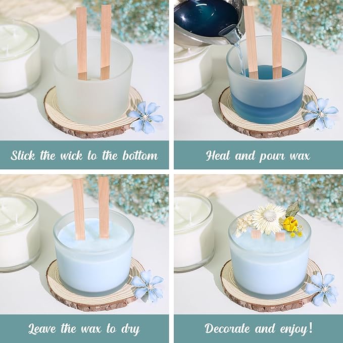 16oz 3 Wick Candle Jars 6 Pack - Large Empty Frosted Glass Candle Making Jars with Bamboo Lids, with Stickers and Labels, Bulk Candle Containers for Making Candles