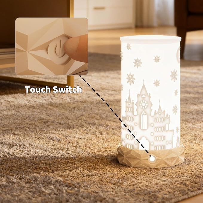 Indoor Battery Operated Table Lamp, 1500mAh Rechargeable Bedside Lamp 3 Color Temperatures with Rotatable Lampshade, USB C Charging Touch Control Nightstand Lamp for Bedroom, Dinning Room, Dorm