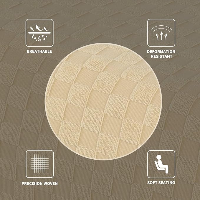 MAXIJIN Jacquard Ottoman Cover Slipcovers Folding Storage Stool Furniture Protector Cover Soft Thick Rectangle Foot Rest Slipcover with Elastic Bottom (Ottoman Small, Light Beige)