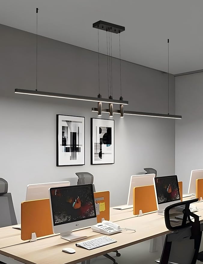 83" Modern Black Linear Pendant Lights Kitchen Island Lighting Minimalist Led Chandeliers Pool Table Light Dimmable Ceiling Hanging Light Fixture Dining Room with Remote Control