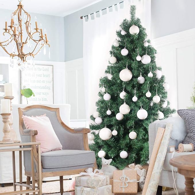 White 1.6" Small Christmas Balls Christmas Tree Decoration Ornaments Shatterproof Hanging Balls for Birthday Halloween Holiday Wedding Decorations Set of 36pcs