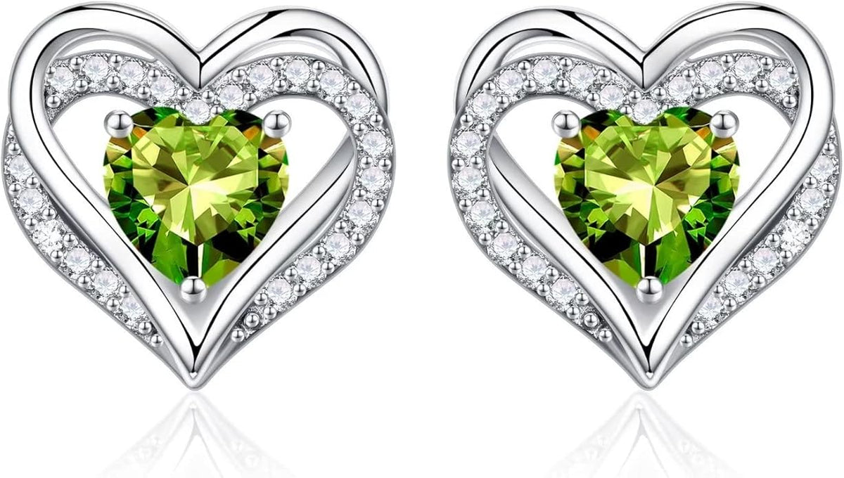 Iefil Christmas Earrings for Women, 925 Sterling Silver Birthstone Stud Earrings Birthday Gifts for Women
