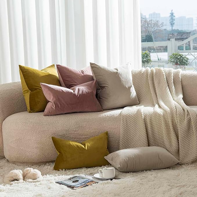 JUSPURBET 22x22 Velvet Pillow Covers Set of 2 Decorative Throw Pillow Covers for Couch Sofa Bed Soft Cushion Covers Cases with Hidden Zipper for Living Room Home Decor,Cloud