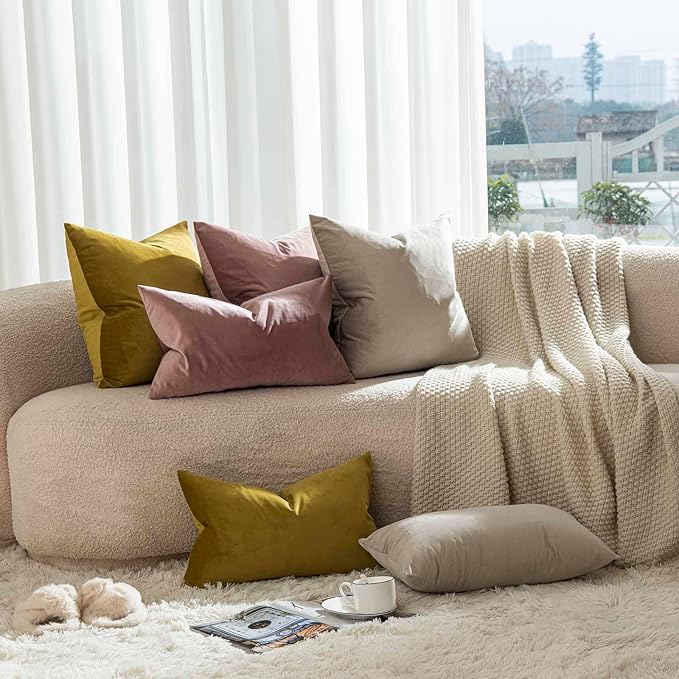 JUSPURBET Throw Pillow Covers Set of 2 Decorative Velvet Pillow Covers for Couch Sofa Bed Soft Cushion Covers Cases with Invisible Zipper for Living Room Home Decor 18x18 inch,Cloud