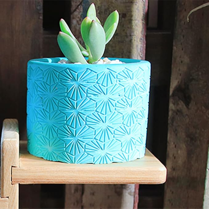 Round Vintage Pattern Flower Pot Silicone Mold Concrete Succulent Planter Vase Mold Candle Pen Holder Plaster Epoxy Resin Cement Clay Mould