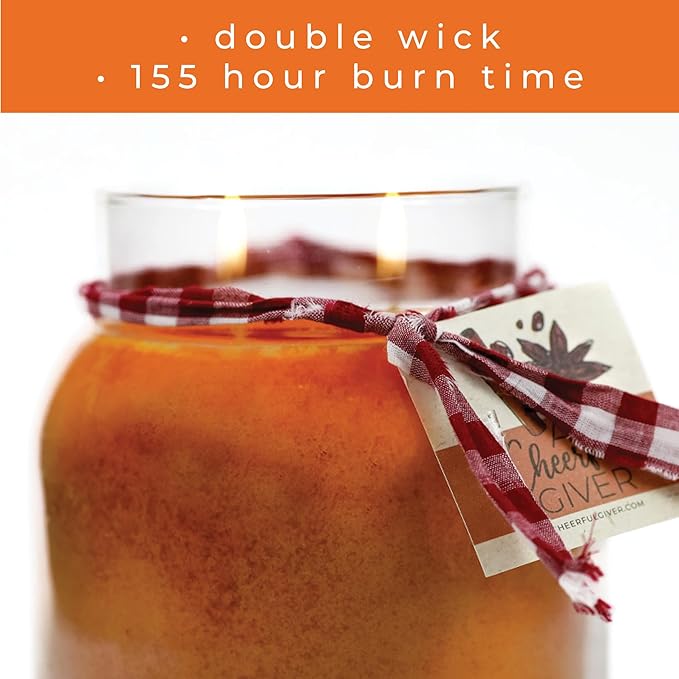 A Cheerful Giver — Orange Cinnamon Clove - 34oz Papa Scented Candle Jar with Lid - Keepers of the Light - 155 Hours of Burn Time, Gift for Women, Orange