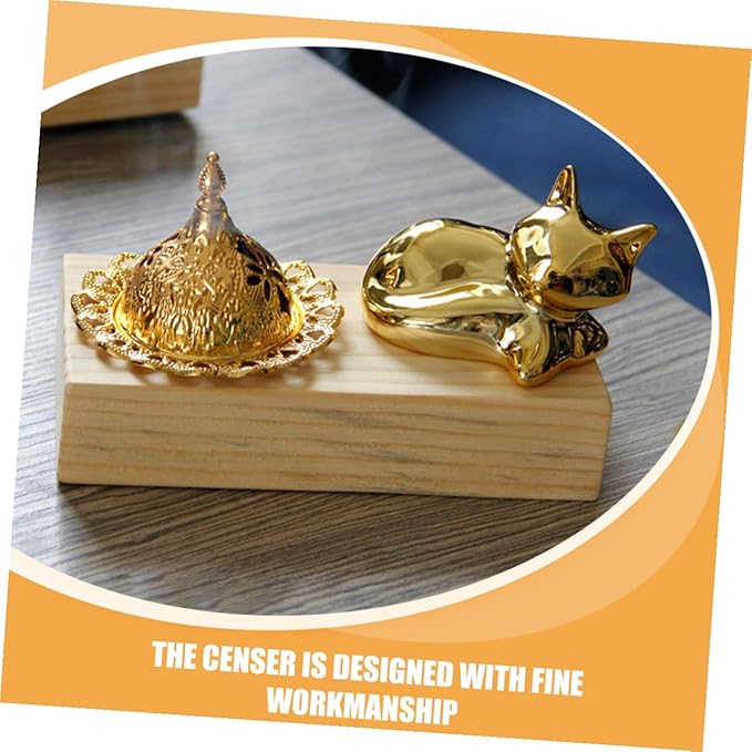 TEHAUX Minimalist Creative Wood and Metal Incense Burner Arabic Style Indoor Incense Holder and Stand for Aromatherapy Yoga Meditation Spa Home and Office Decoration