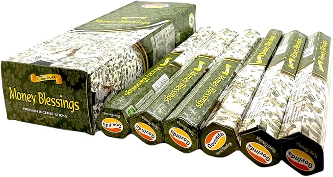 Govinda Premium Incense - 120 Masala Coated Incense Sticks, Money Blessings