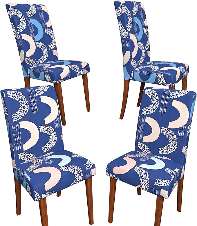 Stretch Dining Chair Covers Set of 4,Floral Print Chair Covers,Soft Removable Washable,Pet Friendly Furniture Protector,Universal Chair Slipcovers for Home, Kitchen,Ceremony Dining Room Seat