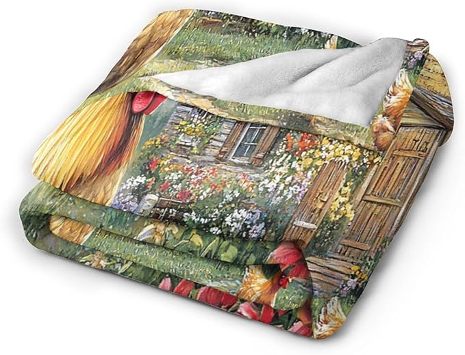 Tijuboni Rooster Chicken Throw Blanket Rooster Gifts for Girls Boys Women Men Kids Adults Soft Flannel Fleece Blanket for Couch Sofa Bed Home Decor 60"x80"