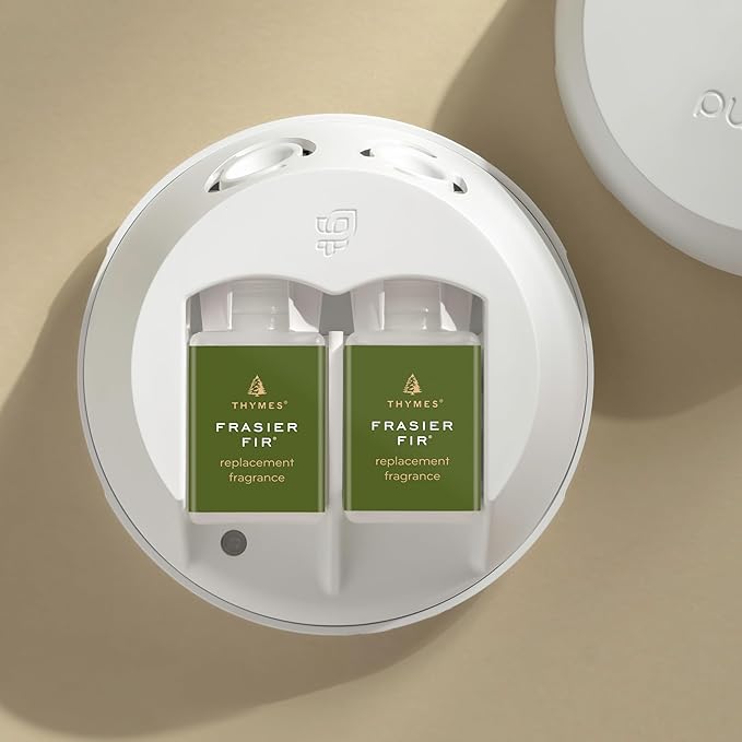 Thymes x Pura 4 - Smart Home Fragrance Diffuser Kit - Includes 1 Pura Diffuser + 2 Fragrance Refill Vials - Long Lasting Scents - LED Light - 2.4 GHz WiFi Required (Frasier Fir)