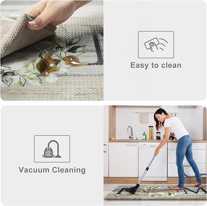 KIMODE Anti Fatigue Kitchen Mats, Farmhouse Kitchen Rugs Sets of 2, Non Slip Kitchen Mats for Floor, Cushioned Kitchen Floor Mats for Sink, Laundry, Office, Desk Grey 17"x59"+17"x29"