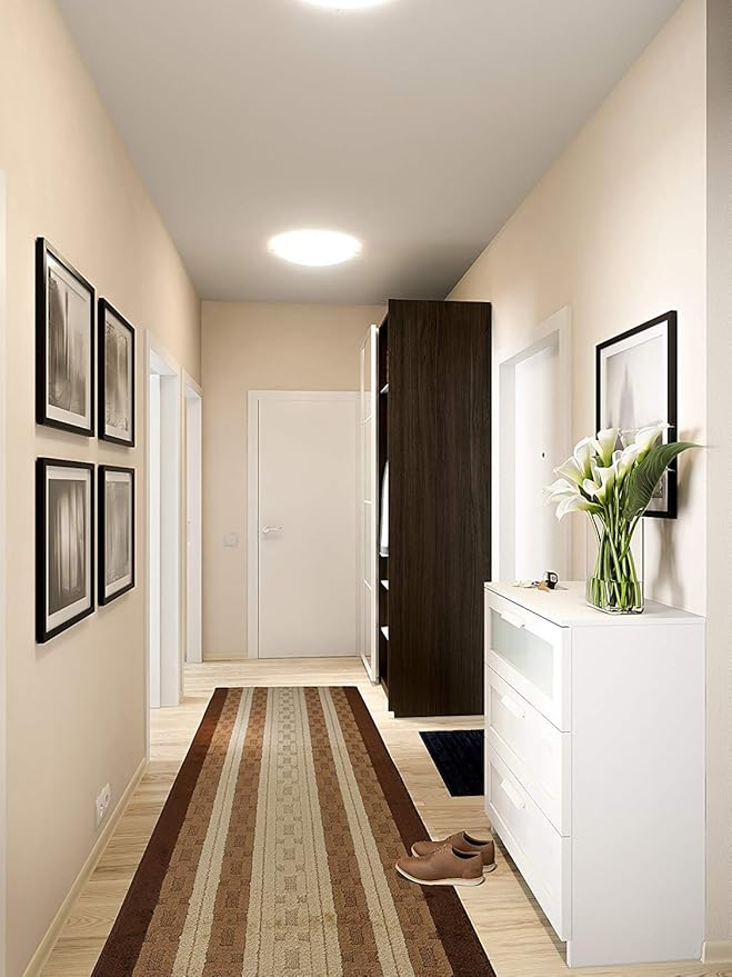 Custom Size Hallway Runner Rug, Slip Resistant, 26 Inch Wide X Your Choice of Length, Chain Brown, 26 Inch X 27 feet