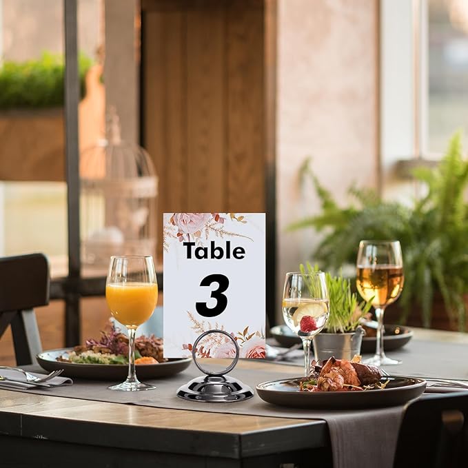 24 Pcs Table Number Holders-Metal Place Card Holders Table Number Stands Tabletop Sign Stands for Photos, Menu, Memo, Notes, Wedding, Restaurant, Banquet, Birthday(Gunmetal Grey)
