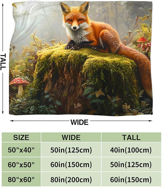 Tijuboni Fox Throw Blanket Fox Gifts for Girls Boys Women Men Kids Adults Soft Flannel Fleece Blanket for Couch Sofa Bed Home Decor 40"x50"