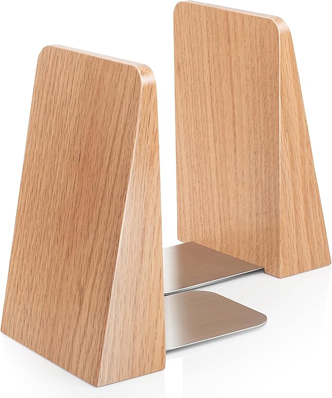 Red Oak Book Ends Heavy Duty Handmade Book Ends for Shelves Decorative Bookends to Hold Heavy Books (Red Oak Small)