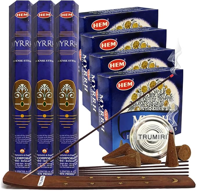 TRUMIRI Incense Variety Pack - 7 Sets of 102 Pieces (Incense Sticks & Cones, Bamboo Holder & Burner)