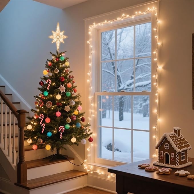 TWINGLEHOME12 Inch 11LED Christmas Tree Topper, Bethlehem Star Christmas Tree Decoration for Home Xmas Tree Decor (Warm White)