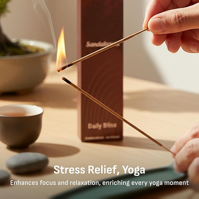 M.Y.T Sandalwood Incense Sticks Natural – Long-Lasting Woody Aroma – Low Smoke, Clean Burn – Perfect for Meditation, Yoga & Stress Relief – 60 Sticks