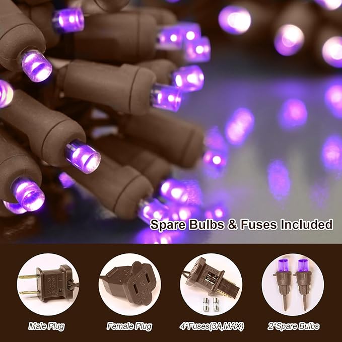 LAMPHOME Purple Halloween Lights- 21.6FT100 LED Christmas Lights, Mini led String Light for Indoor Outdoor Home Holiday Party Wedding Independence Day Decoration