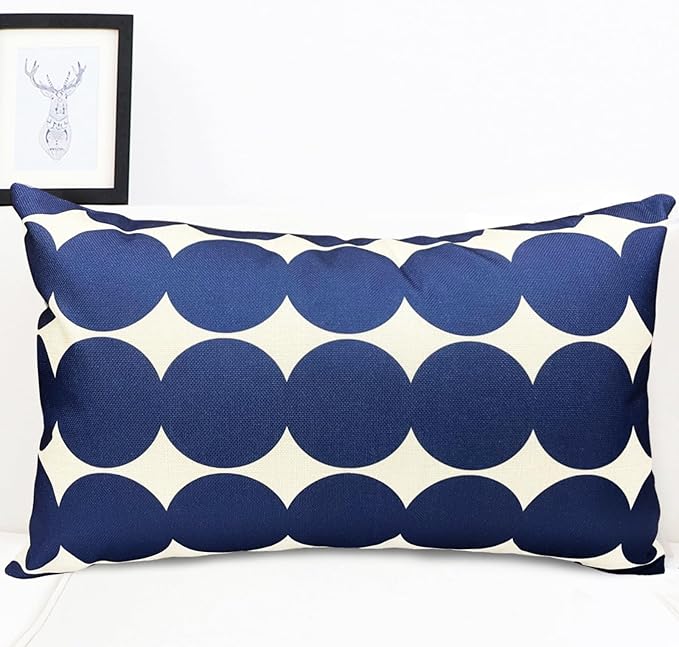 Decorative Throw Pillow Covers Set of 2 Blue Fashion Polka dot Pillow Covers 12x20 Inch Throw Pillow Cover Linen Pillowcase Farmhouse Outdoor Pillow Covers for Couch Sofa Living Room
