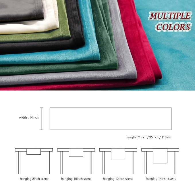BALCONY & FALCON Velvet Table Runner 14"x118" Olive Luxury Machine Washable Farmhouse Vintage Runner for Table Dining, Party, Wedding, Birthday, Easter, Thanksgiving & Christmas & Home Décor
