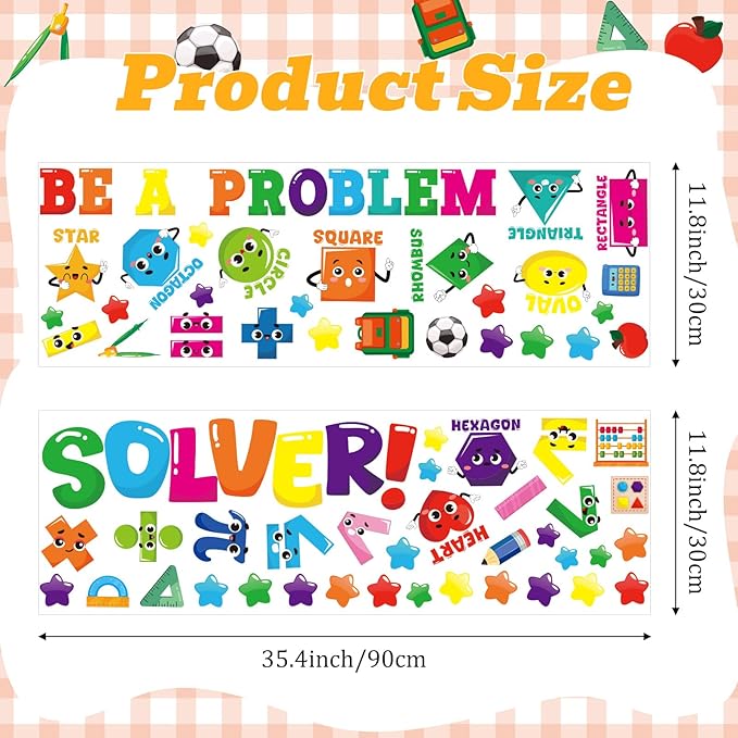 Cinrobiye Math Bulletin Board Stickers,Mathematics Cubes Classroom Decoration,Be a Problem Solver Classroom Decor for Back to School First Day Window Door Wall Elementary Preschool Teacher Supplies