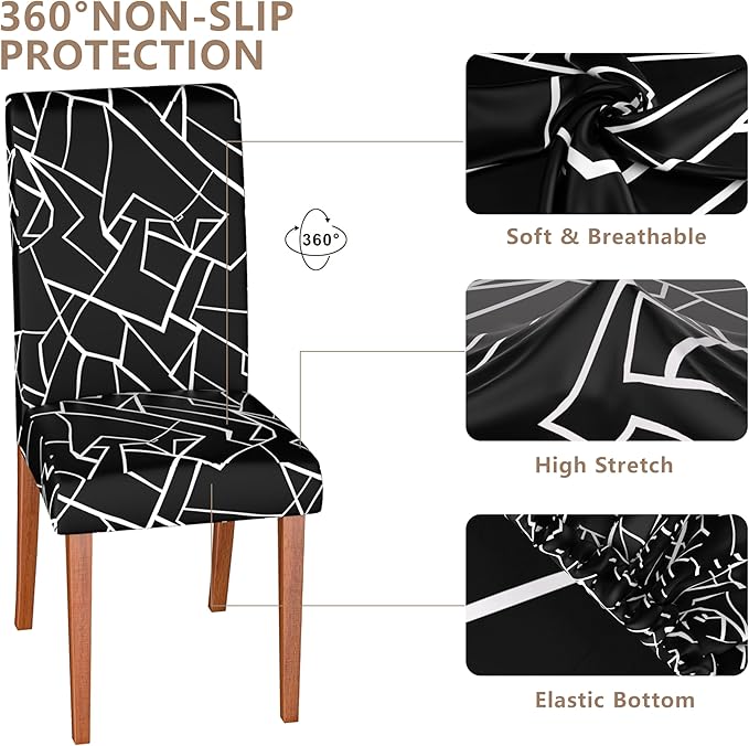 Stretch Dining Chair Covers Set of 6,Floral Print Chair Covers,Soft Removable Washable,Pet Friendly Furniture Protector,Universal Chair Slipcovers for Home, Kitchen,Ceremony Dining Room Seat